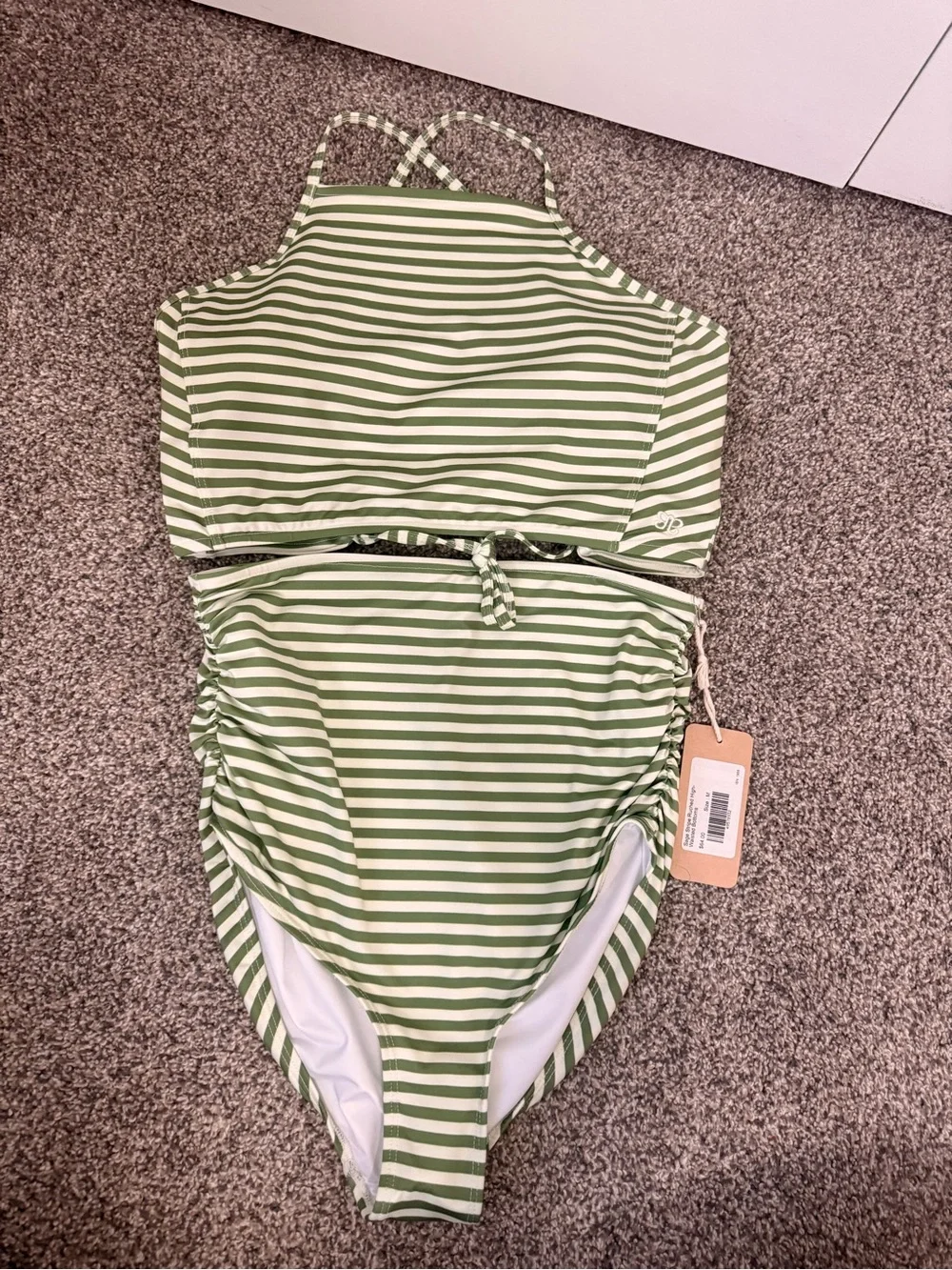 Albion Swim 2 Piece Set Sage Stripe (size medium and large)